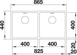 Blanco ANDANO 400/400-U dřez pod desku hedvábný lesk nerez 522 987