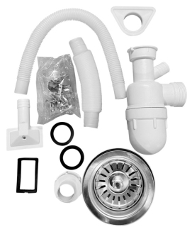 Sifon AQ006 včetně pilety, úchytky, vyztužovací podložka pro dřezy AQ4848B/ AQ051B/ AQ5745