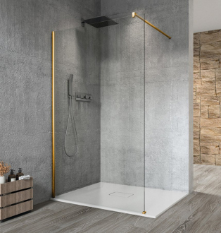VARIO GOLD MATT jednodílná sprchová zástěna ke stěně, čiré sklo, 1000 mm GX1210-01
