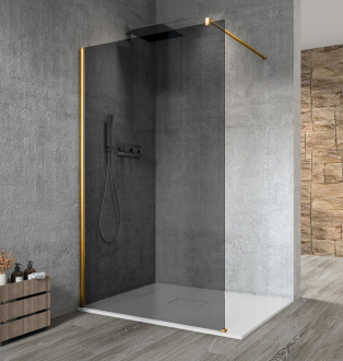 VARIO GOLD MATT jednodílná sprchová zástěna ke stěně, kouřové sklo, 1100 mm GX1311-01