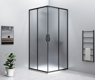 SIGMA SIMPLY BLACK čtvercový sprchový kout 800x800 mm, rohový vstup, sklo Brick GS2480B-01