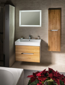 Koupelnový set MEDIENA 80, bílá mat/dub natural KSET-045 KSET-045