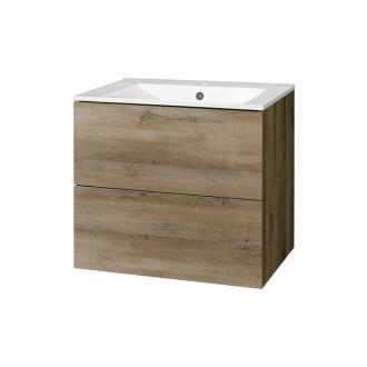 Aira, koupelnová skříňka s keramickým umyvadlem 610x548x465 mm, spodní, dub Halifax CN740