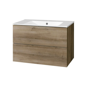 Aira, koupelnová skříňka s keramickým umyvadlem 810x548x465 mm, spodní, dub Halifax CN741