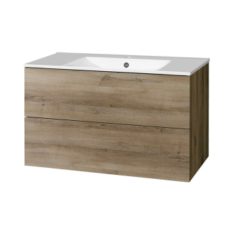 Aira, koupelnová skříňka s keramickým umyvadlem 1010x548x465 mm,spodní, dub Halifax CN742