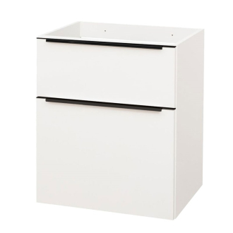 Mailo, koupelnová skříňka 605x700x476 mm, spodní, matná bílá, černé madlo CN540SB