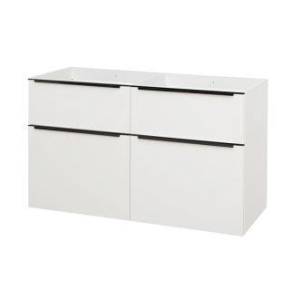 Mailo, koupelnová skříňka 1205x700x476 mm, spodní, bílá, lesklá, černé madlo CN513SB