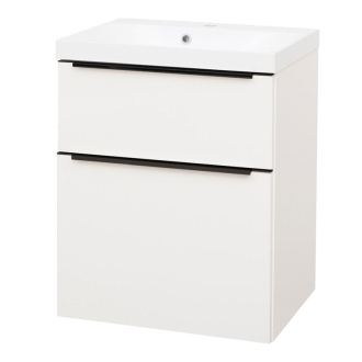Mailo, koupelnová skříňka s umyvadlem z litého mram., 610x750x476 mm, bílá matná CN540MB