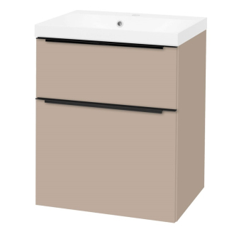 Mailo, koupelnová skříňka s umyvadlem z lit. mram., 610x750x476 mm,šedý kámen,mat CN550MB