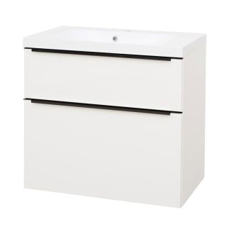 Mailo, koupelnová skříňka s umyvadlem z litého mram, 810x750x476 mm, bílá,lesklá CN511MB