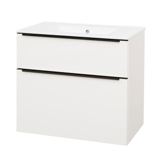 Mailo, koupelnová skříňka s umyvadlem, 810x720x476 mm, bílá, matná, černé madlo CN541B