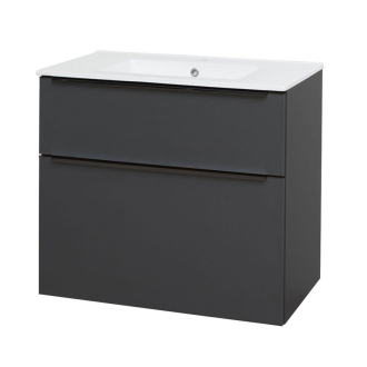 Mailo, koupelnová skříňka s umyvadlem, 810x720x476mm, spodní, antracit, černé madlo CN531B