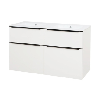 Mailo, koupelnová skříňka s umyvadlem,1210x720x476 mm,bílá,lesklá,černé madlo CN513B