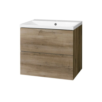 Aira, koupelnová skříňka s umyvadlem z lit. mram,610x578x465 mm,spodní, dub Halifax CN740M