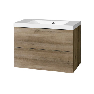 Aira, koupelnová skříňka s umyvadlem z lit. mram, 810x578x465 mm,spodní,dub Halifax CN741M