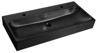 TORIDI keramické umyvadlo 101x46,5cm, 2 otvory pro baterii, černá mat TU0222B