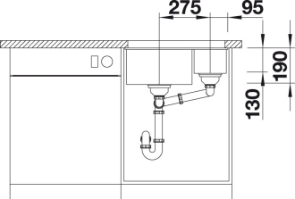 Blanco SUBLINE 340/160-U dřez pod desku bílá granit 523 552