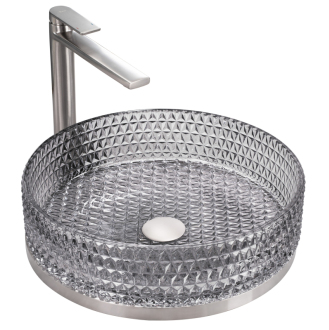 Umyvadlo na desku Rea Cristal Grey 39 nikiel brush ring