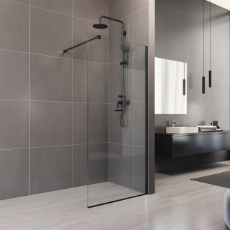 Novea sprch.stěna Walk in Black 130x200 cm, sklo 8mm, lišta ke stěně, EASY CLEAN CK10607HB
