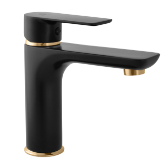 VLTAVA Baterie umyvadlová - výška 164 mm černá - matná/zlatá - lesklá VT428.0CMATZ