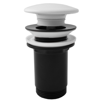 výpusť umyvadlová CLICK-CLACK 5/4“-velká zátka - keramická  bílá - celočerná  MD0485CMATB