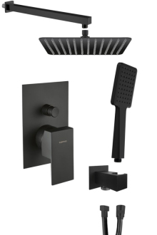 LATUS podomítkový sprchový set s pákovou baterií, 2 výstupy, černá mat 1102-42B-01