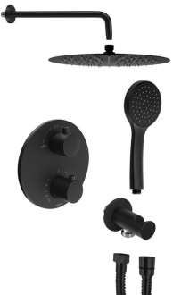 Podomítkový sprchový set s termostatickou baterií, box, 2 výstupy, černá mat RH399B-01