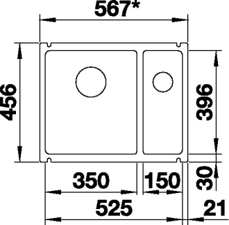 Blanco SUBLINE 350/150-U dřez pod desku basalt keramika 523 746