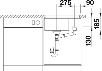 Blanco SUBLINE 350/150-U dřez pod desku basalt keramika 523 746