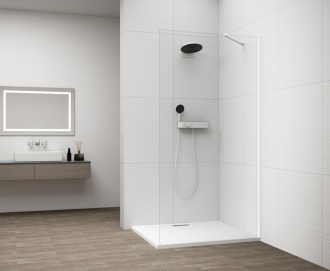 ESCA WHITE MATT jednodílná sprchová zástěna ke stěně, sklo čiré, 1500 mm ES1015-03