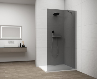 ESCA CHROME jednodílná sprchová zástěna ke stěně, kouřové sklo, 1100 mm ES1211-01