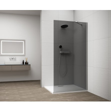 ESCA CHROME jednodílná sprchová zástěna k instalaci ke stěně, kouřové sklo, 1500 ES1215-01