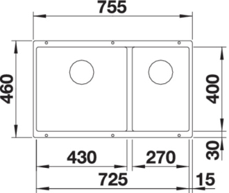 Blanco SUBLINE 430/270-U dřez pod desku šedá skála granit 523 152