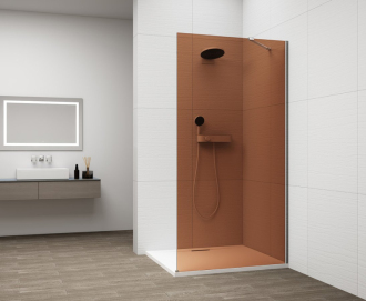 ESCA CHROME jednodílná sprchová zástěna ke stěně, sklo Marron, 1500 mm ES1515-01