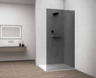 ESCA WHITE MATT jednodílná sprchová zástěna ke stěně, kouřové sklo, 1500 mm ES1215-03