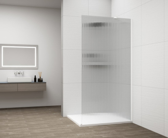 ESCA WHITE MATT jednodílná sprchová zástěna ke stěně, sklo Flute, 1100 mm ES1311-03