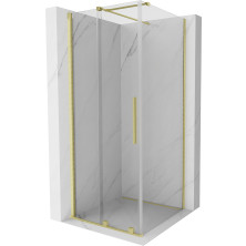 Mexen Velar výsuvný sprchový kout 90x90 cm, transparent, broušené zlato 871-090-090-01-55