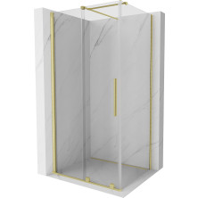 Mexen Velar výsuvný sprchový kout 90x100 cm, transparent, broušené zlato 871-090-100-01-55