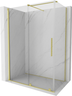 Mexen Velar vysouvací sprchový kout 140x80, transp., broušené zlato 871-140-080-01-55