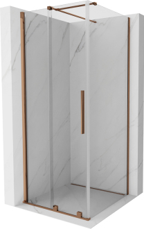 Mexen Velar vysouvací sprchový kout 100x100, transp., růžové zlato 871-100-100-01-60