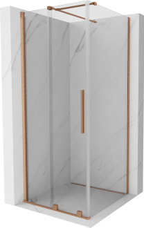 Mexen Velar vysouvací sprchový kout 90x90, transp., kartáč. měď 871-090-090-01-65
