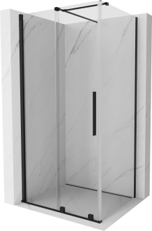 Mexen Velar výsuvná sprchová kabina 130 x 85 cm, průhledná, černá - 871-130-085-01-70
