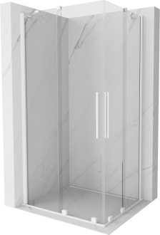 Mexen Velar Duo výsuvná sprchová kabina 90 x 80 cm, průhledná, bílá - 871-090-080-02-20