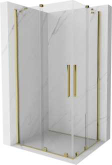 Mexen Velar Duo výsuvná sprchová kabina 90 x 80 cm, průhledná, zlatá - 871-090-080-02-50