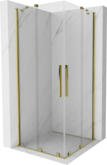 Mexen Velar Duo výsuvná sprchová kabina 90 x 90 cm, průhledná, zlatá - 871-090-090-02-50