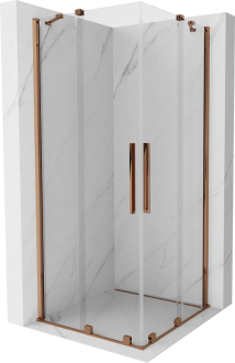 Mexen Velar Duo vysouvací sprchový kout 100x100, transp., růžové zlato 871-100-100-02-60