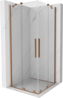 Mexen Velar Duo vysouvací sprchový kout 90x90, transp., broušená měď 871-090-090-02-65