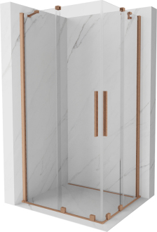 Mexen Velar Duo vysouvací sprchový kout 100x90, transp., broušená měď 871-100-090-02-65