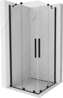 Mexen Velar Duo výsuvná sprchová kabina 90 x 90 cm, průhledná, černá - 871-090-090-02-70