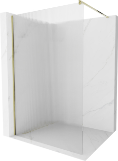 Mexen Kyoto Walk-in sprchová stěna 130 x 200 cm, pruhy 8 mm, zlatá - 800-130-101-50-09